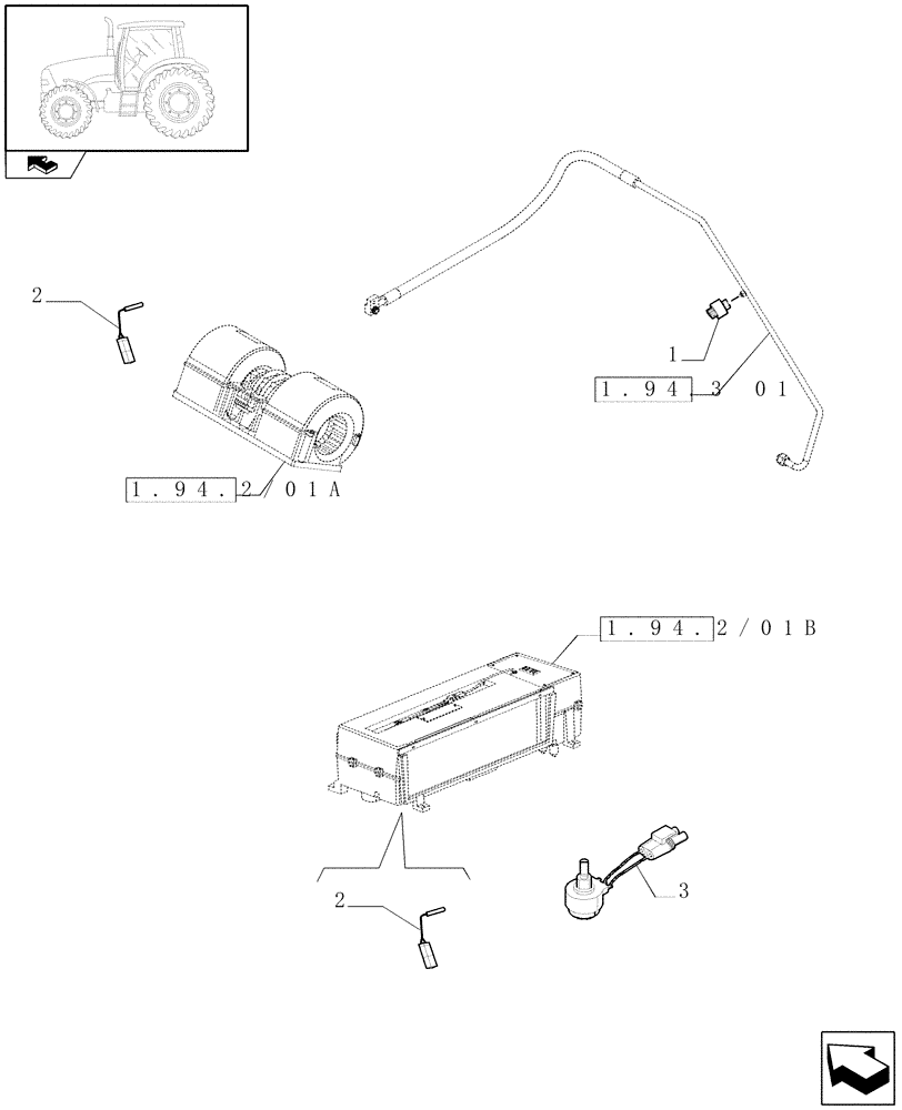 Схема запчастей Case IH PUMA 195 - (1.75.0[14]) - AIR CONDITIONING SENSORS AND SWITCHES (06) - ELECTRICAL SYSTEMS