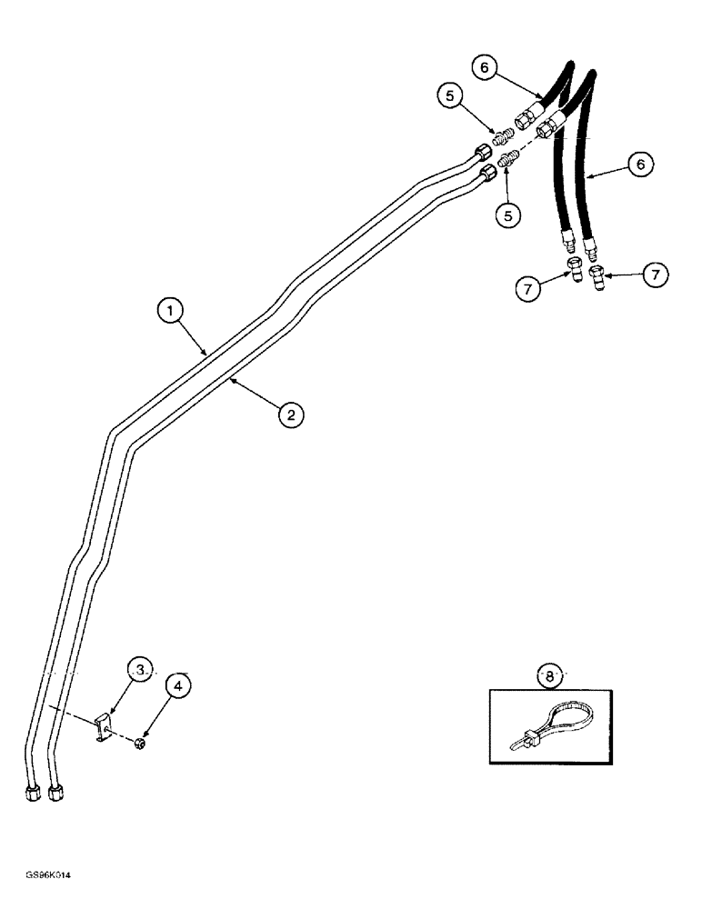 Схема запчастей Case IH 890 - (8-38) - REAR MOUNT THIRD FUNCTION KIT (08) - HYDRAULICS
