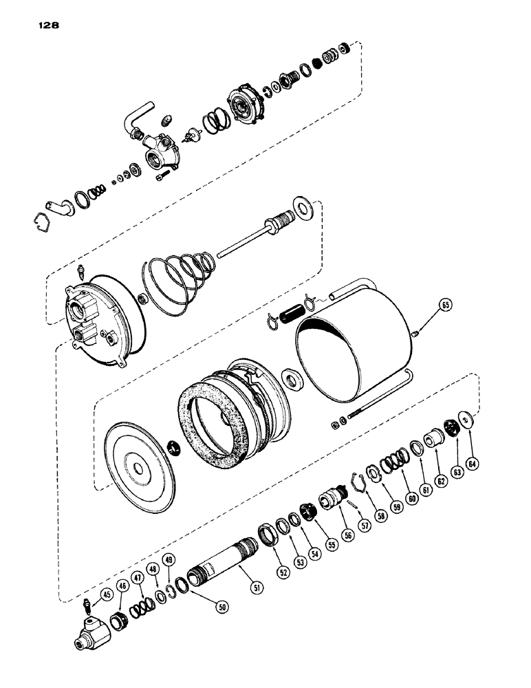 Схема запчастей Case IH 1200 - (128) - HYDROVAC CYLINDER, CONTINUED (07) - BRAKES