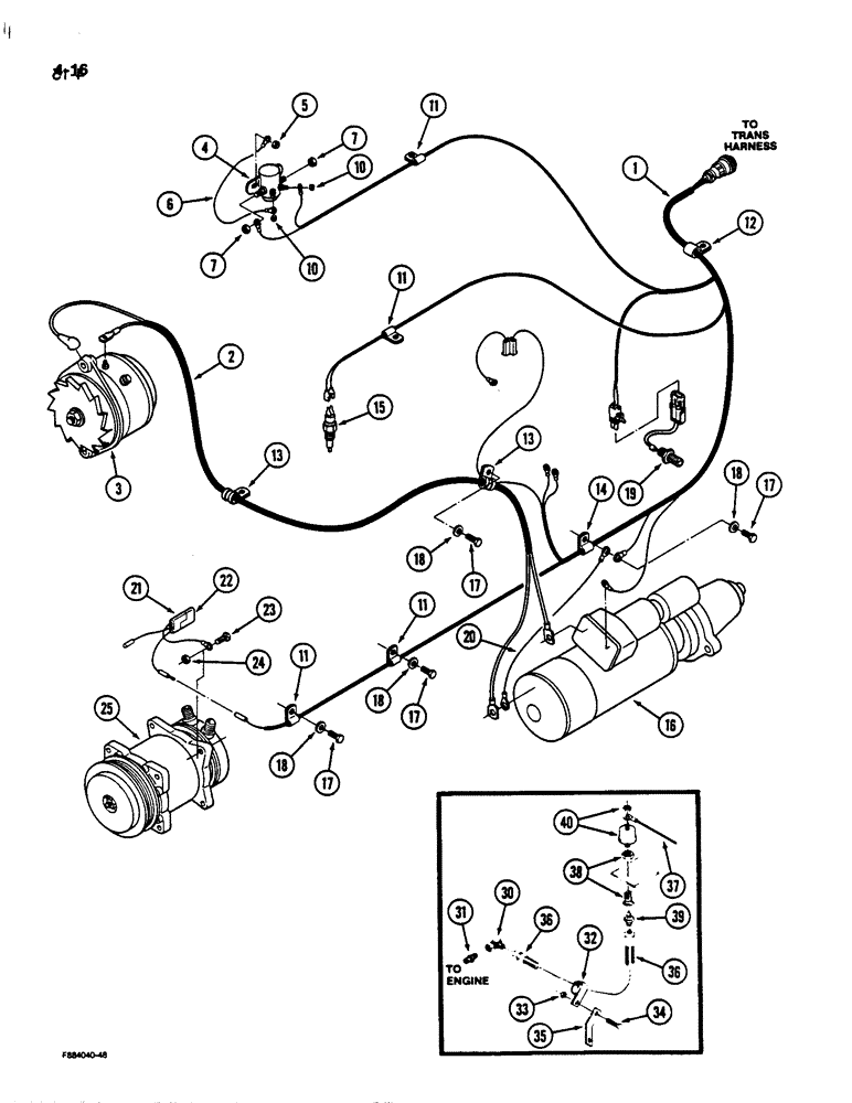 Схема запчастей Case IH 9170 - (4-16) - ENGINE HARNESS, 3406 ENGINE (04) - ELECTRICAL SYSTEMS