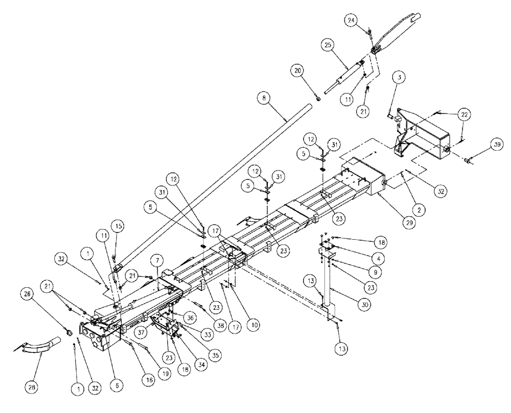 Схема запчастей Case IH 810 - (04-023) - BOOM GROUP, RH, 70 2.5" INNER LOCK, "SERIAL #6700 AND LATER" Boom Group