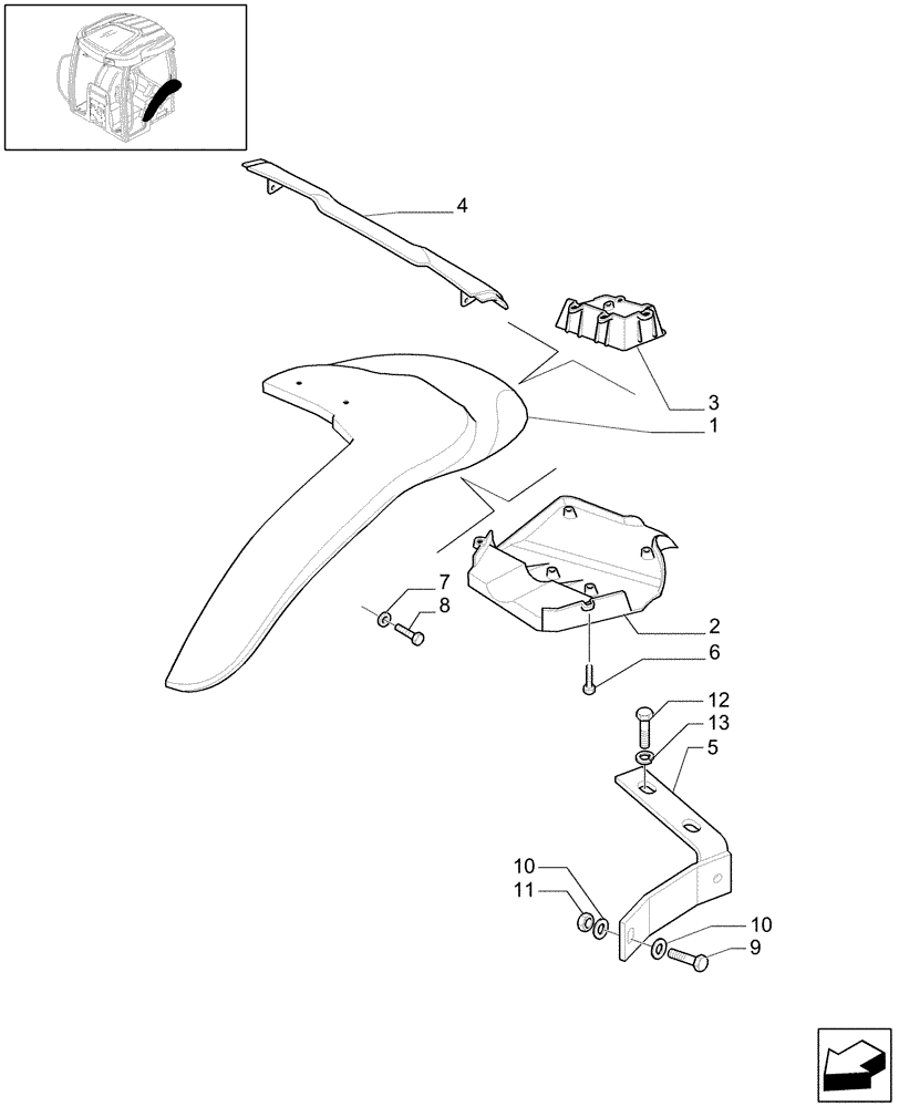 Схема запчастей Case IH MXU130 - (1.92.5[01]) - REAR FENDERS W/CAB AND L/CAB - C5161 (10) - OPERATORS PLATFORM/CAB