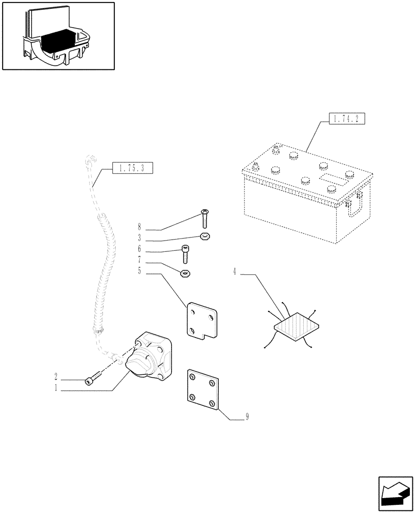 Схема запчастей Case IH PUMA 210 - (1.75.3/02) - (VAR.753) MECHANICALLY CONTROLLED BATTERY ISOLATOR - C5958 (06) - ELECTRICAL SYSTEMS