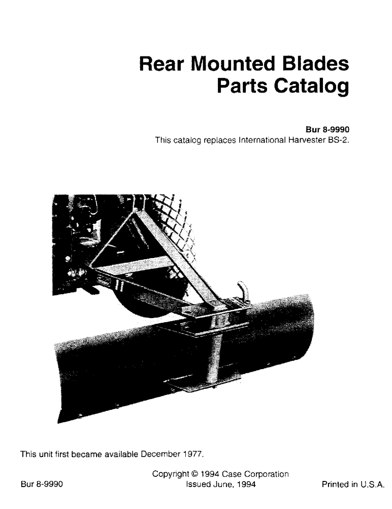 Схема запчастей Case IH 30 - (1-01) - REAR MOUNTED BLADES PARTS CATALOG (00) - PICTORIAL INDEX
