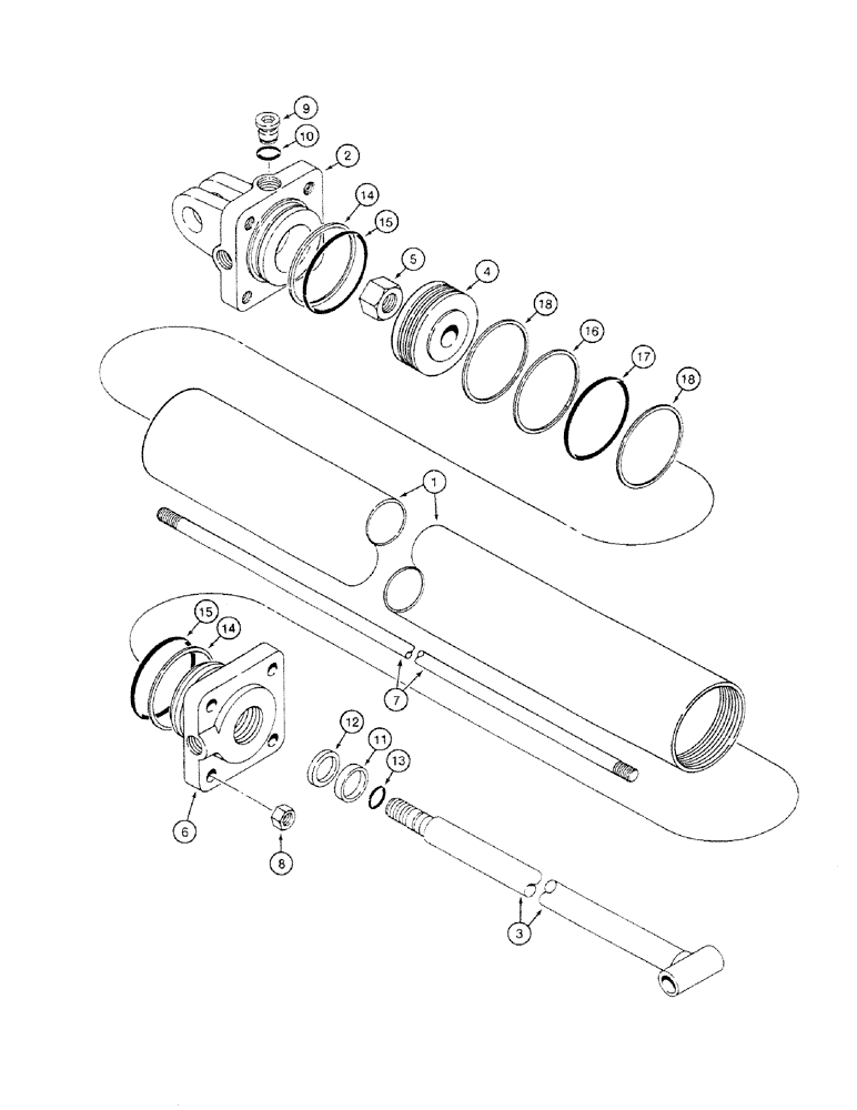 Схема запчастей Case IH 4200 - (08-12) - WING LIFT CYLINDER, 1954089C1, 4-1/2 ID X 34 IN STROKE 30 FT 8 INCH AND 34 FT 1 INCH MODELS (08) - HYDRAULICS