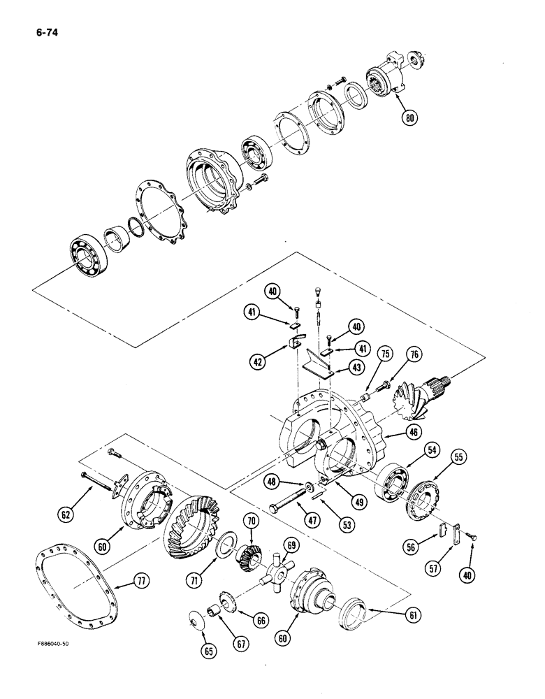 Схема запчастей Case IH 9150 - (6-074) - AXLE ASSEMBLY, DIFFERENTIAL AND CARRIER, K598.60/70 SERIES, (CONT) (06) - POWER TRAIN