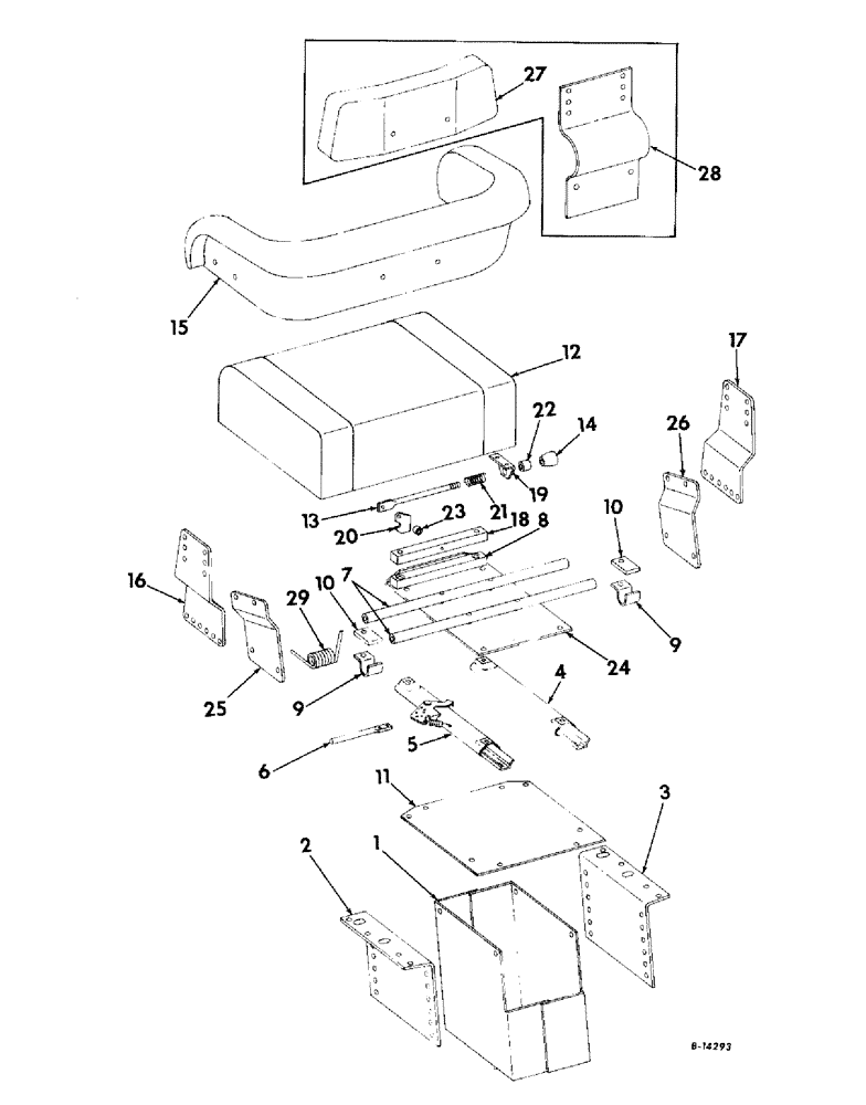 Схема запчастей Case IH 503 - (114) - OPERATORS SEAT, SERIAL NO 2431 AND ABOVE (90) - PLATFORM, CAB, BODYWORK AND DECALS
