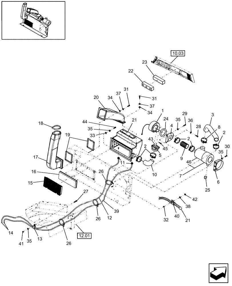 Схема запчастей Case IH WDX1902 - (10.12[1]) - AIR CONDITIONER/HEATER & PLUMBING (10) - OPERATORS PLATFORM/CAB