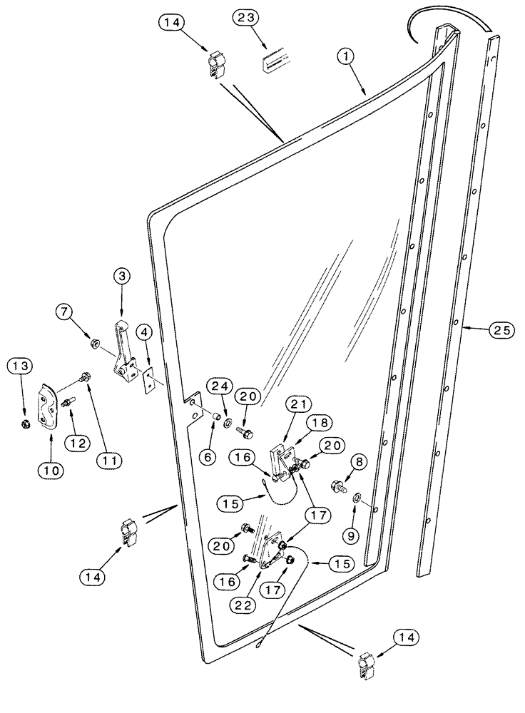Схема запчастей Case IH 2555 - (09E-04) - CAB DOOR ASSY, RIGHT HAND (10) - CAB & AIR CONDITIONING