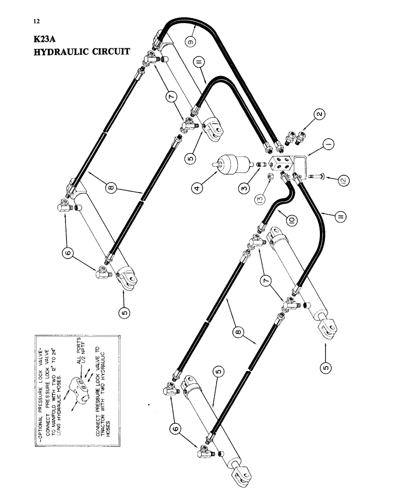 Схема запчастей Case IH K23A - (12) - HYDRAULIC CIRCUIT 