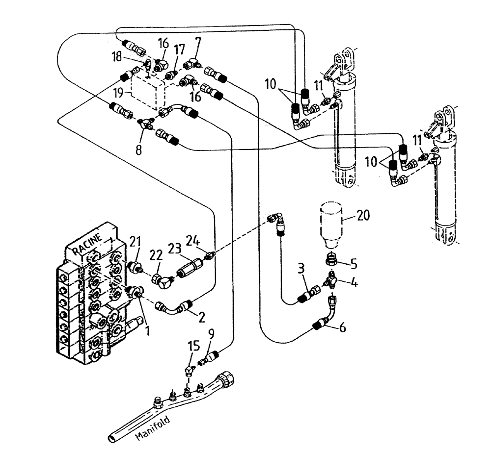 Схема запчастей Case IH 7700 - (B06-42) - HYDRAULIC CIRCUIT, (BASECUTTER LIFT 7700 ... WITH Hydraulic Components & Circuits