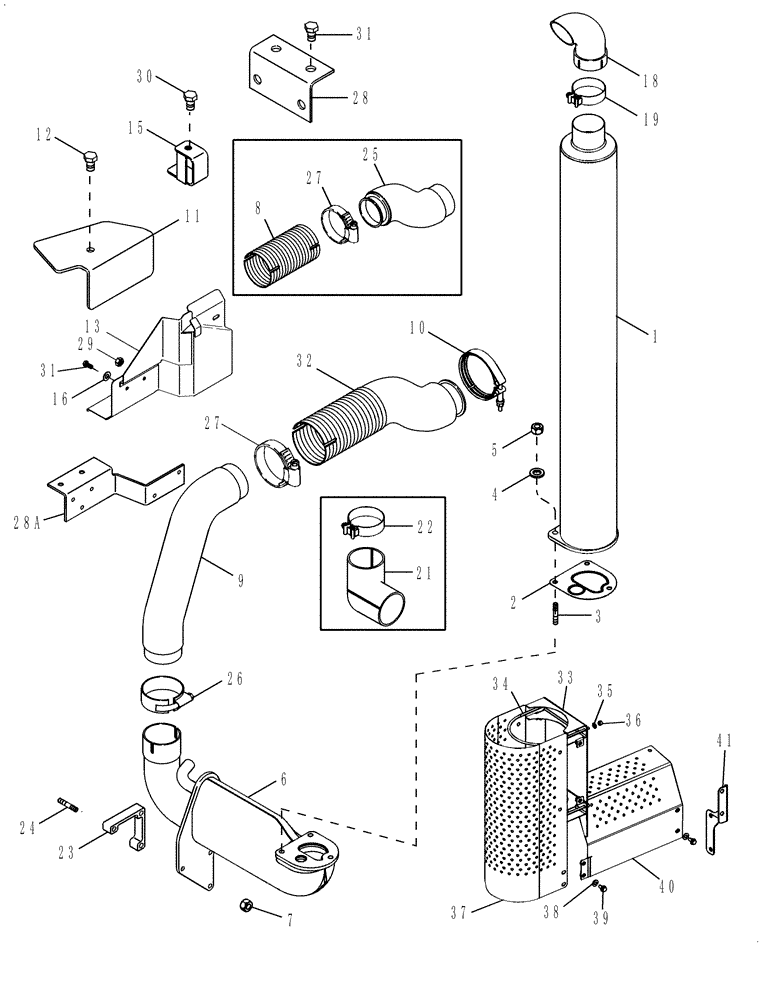 Схема запчастей Case IH MX305 - (02-06) - EXHAUST SYSTEM (02) - ENGINE