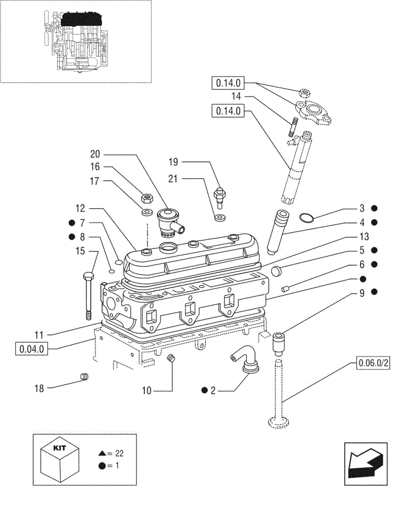 Схема запчастей Case IH JX95 - (0.06.0/04[01]) - CYLINDER HEAD - TIER 1 ENGINE (01) - ENGINE
