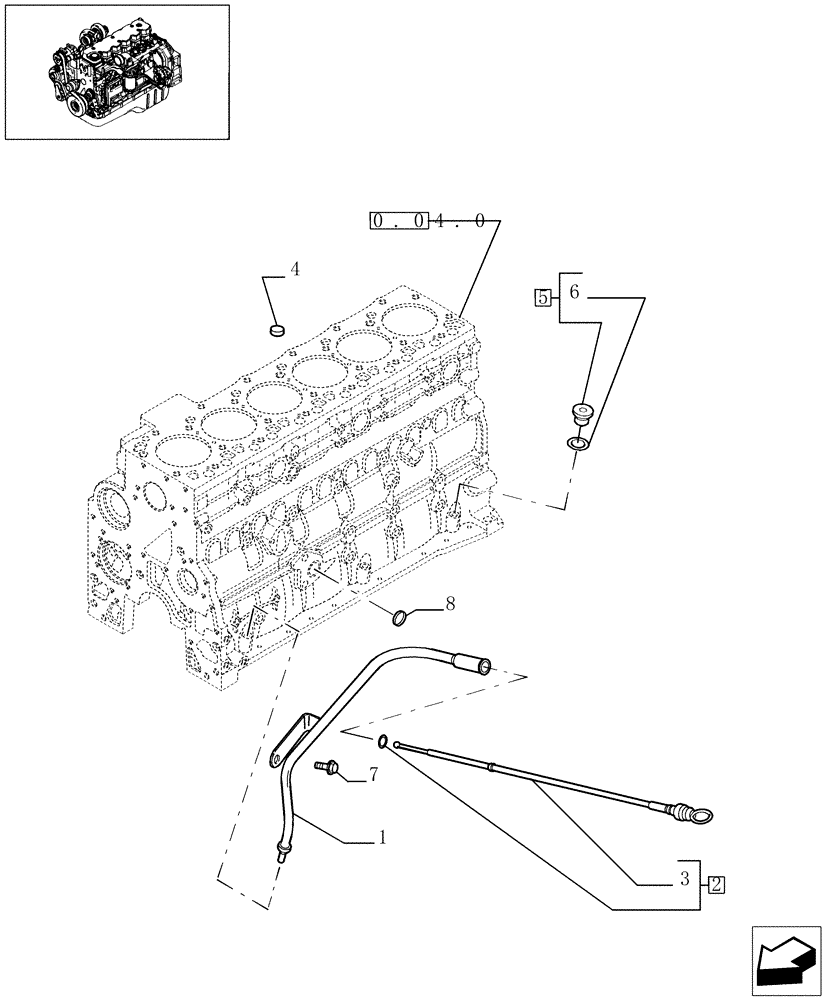 Схема запчастей Case IH F4HE9684D J100 - (0.27.0[01]) - ENGINE OIL DIPSTICK (504183055 - 504088054) 
