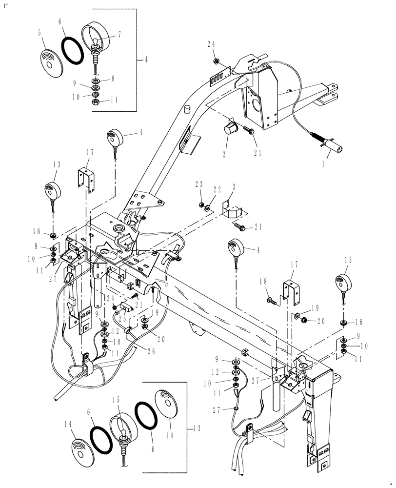 Схема запчастей Case IH DC101F - (06.03) - TRAIL FRAME LIGHTS (06) - ELECTRICAL