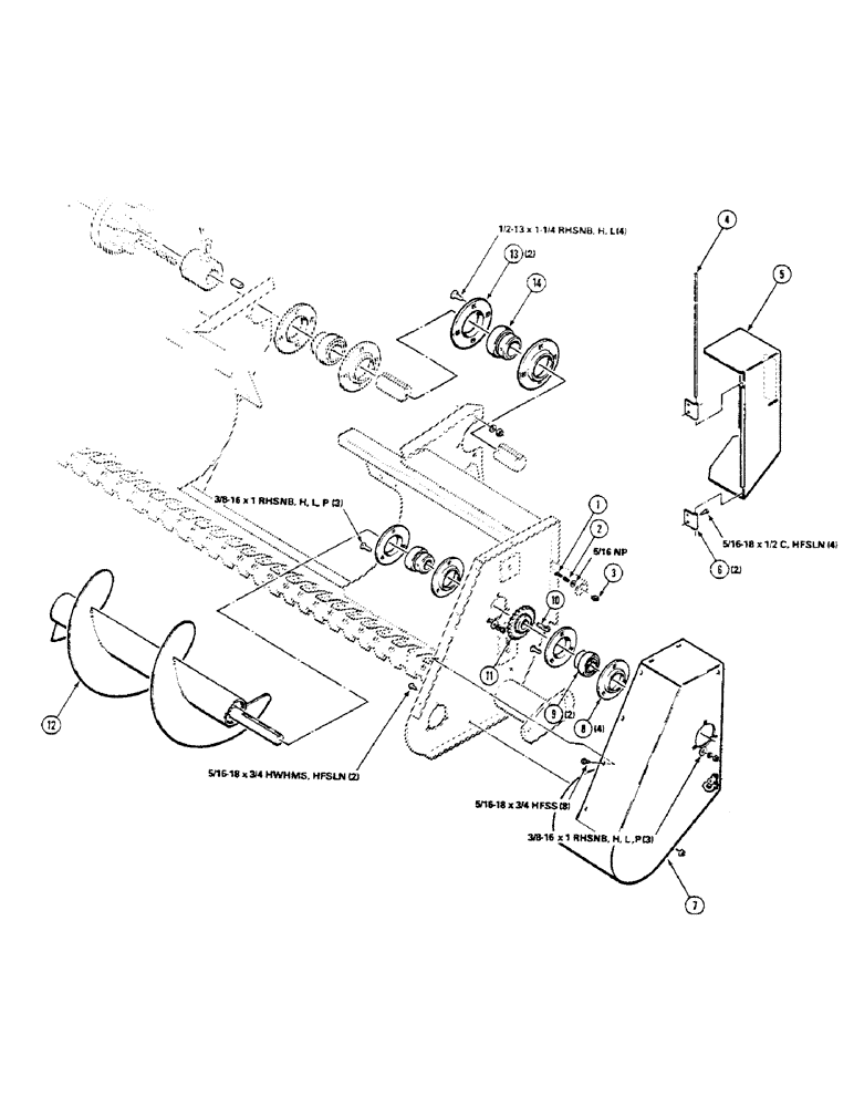 Схема запчастей Case IH 8550 - (30) - AUGER, LEFT AND DRIVE ASSEMBLY (60) - PRODUCT FEEDING