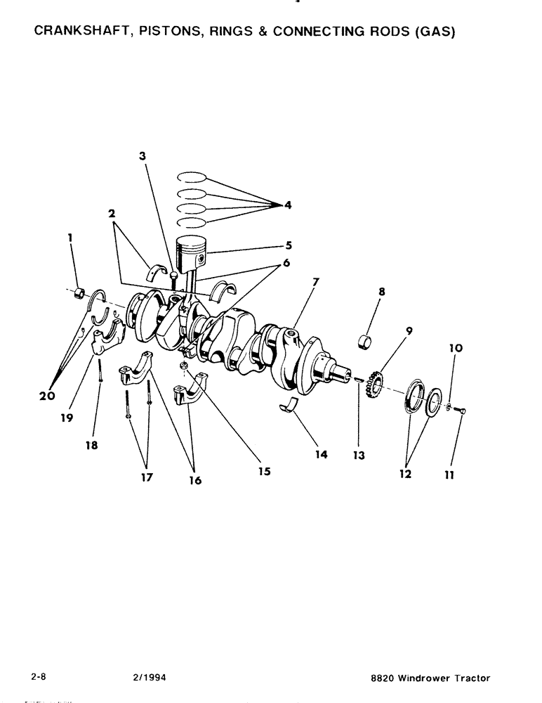 Схема запчастей Case IH 8820 - (2-08) - CRANKSHAFT, PISTONS, RINGS & CONNECTING RODS, GAS (02) - ENGINE
