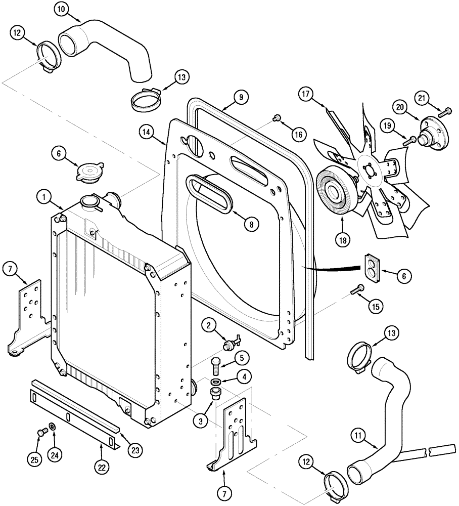 Схема запчастей Case IH C70 - (02-02) - RADIATOR FAN AND MOUNTING PARTS (02) - ENGINE