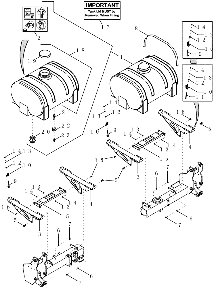 Схема запчастей Case IH 1200PT - (L.40.A[07]) - LIQUID FERTILIZER TANK AND MOUNTING L - Field Processing