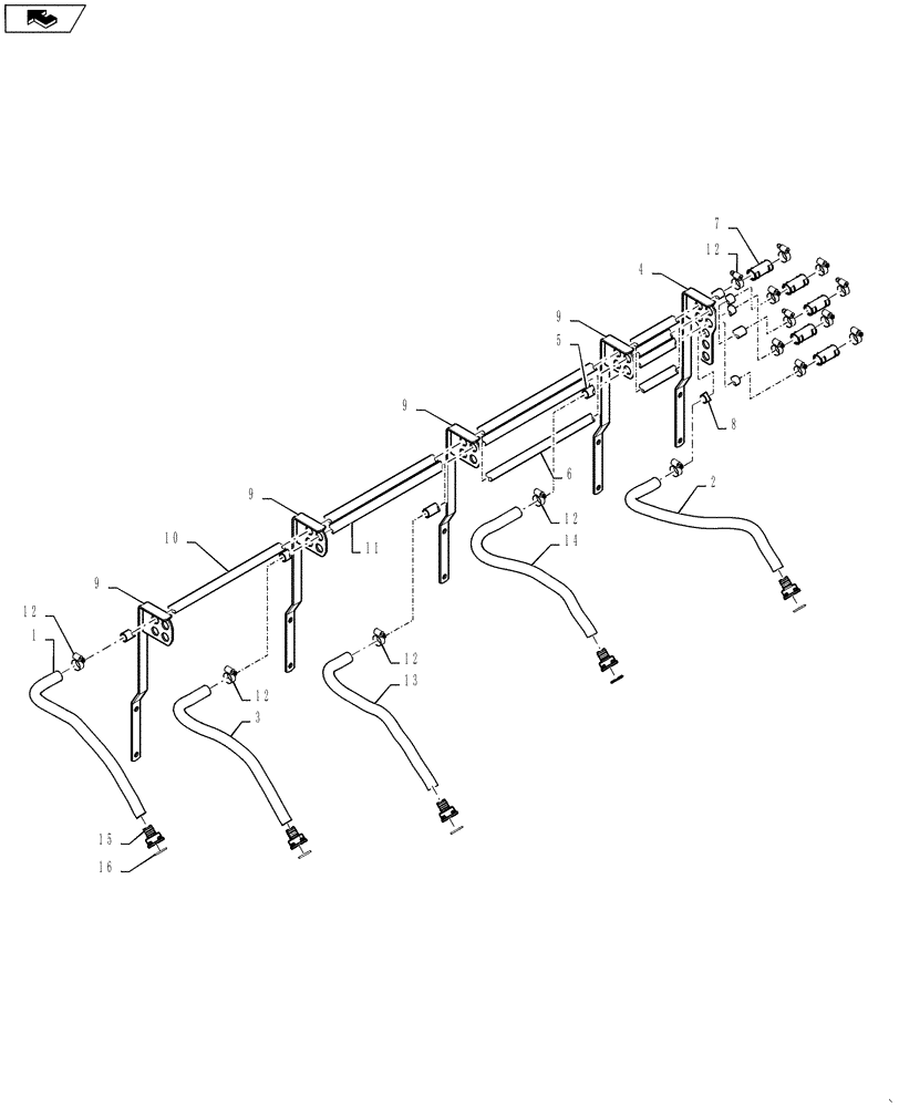 Схема запчастей Case IH 1250 - (80.150.29[03]) - BULK FILL - HOSES - 16 ROW, LEFT HAND, MODEL YEAR 2011 (80) - CROP STORAGE/UNLOADING