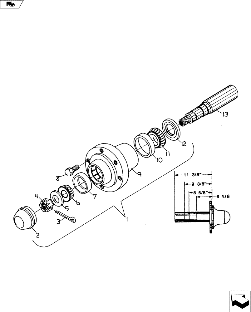 Схема запчастей Case IH 4200 II - (44.100.02) - 709 HUB & SPINDLE ASSY (44) - WHEELS