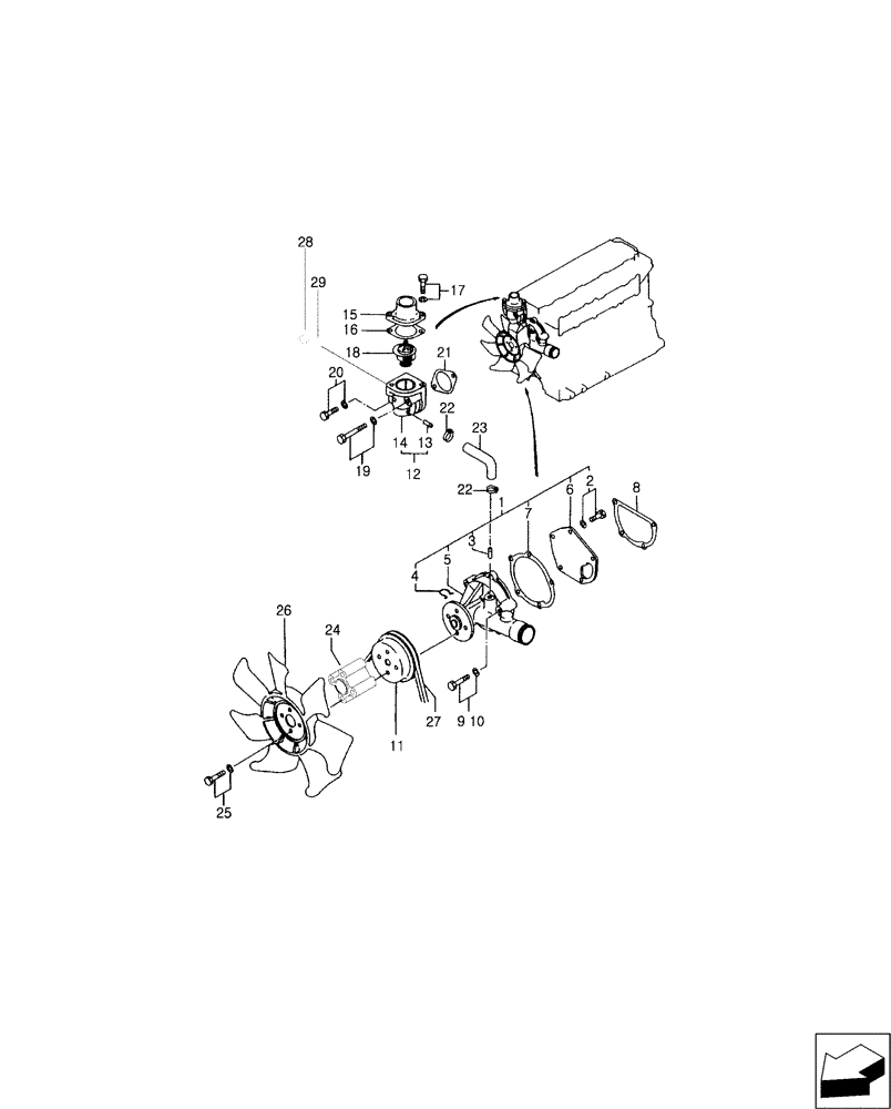 Схема запчастей Case IH FARMALL 50B - (10.414.01) - COOLING SYSTEM (10) - ENGINE