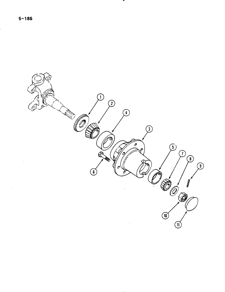 Схема запчастей Case IH 485 - (5-186) - WHEEL HUBS AND CAPS, HEAVY DUTY FRONT AXLE (05) - STEERING