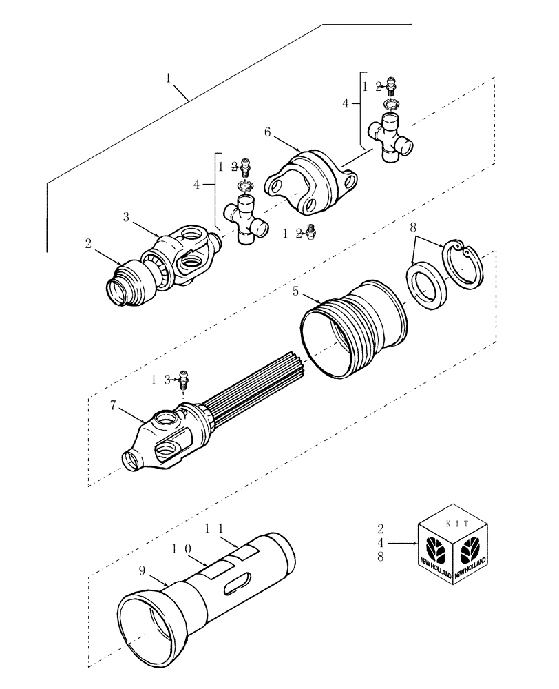 Схема запчастей Case IH TD102 - (01.01) - PRIMARY PTO, FRONT HALF, 540 RPM (31) - IMPLEMENT POWER TAKE OFF