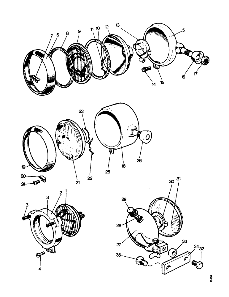 Схема запчастей Case IH 990 - (M04-1) - ELECTRICAL EQUIPMENT, HEADLAMPS AND REAR FLOODLAMP (06) - ELECTRICAL SYSTEMS