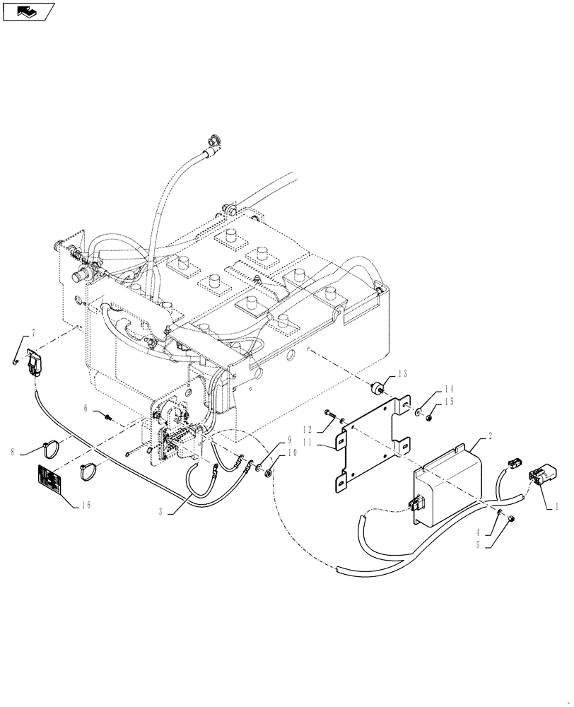 Схема запчастей Case IH QUADTRAC 550 - (55.301.08) - BATTERY EQUALIZER LAYOUT - QUADTRAC - EUROPE ONLY (55) - ELECTRICAL SYSTEMS