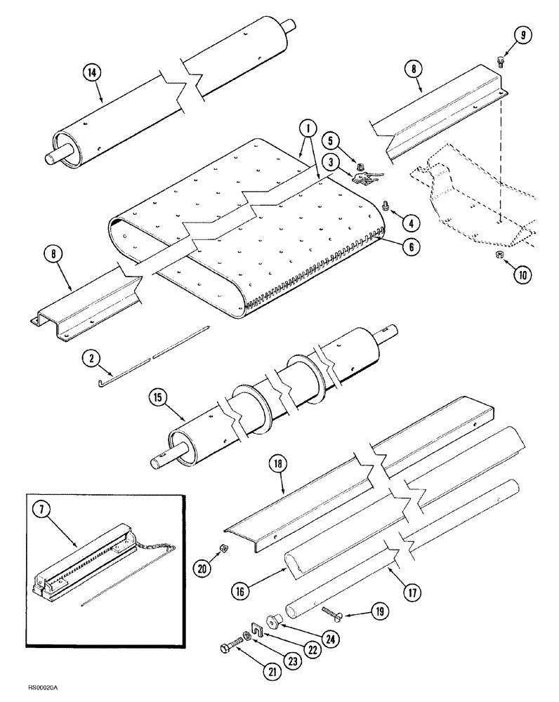 Схема запчастей Case IH 1015 - (9-016) - CONVEYOR BELT, 60 TOOTH PICK UP (58) - ATTACHMENTS/HEADERS