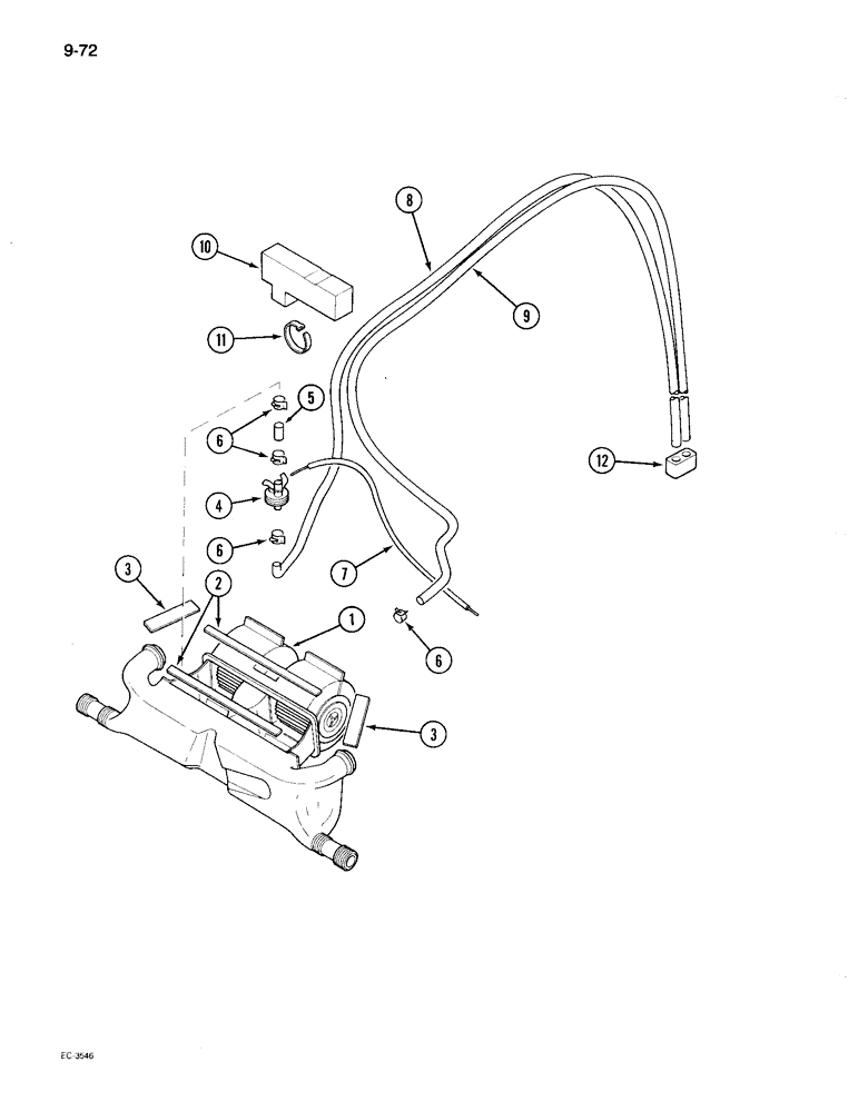 Схема запчастей Case IH 895 - (9-072) - CAB, HEATER PIPES (09) - CHASSIS/ATTACHMENTS