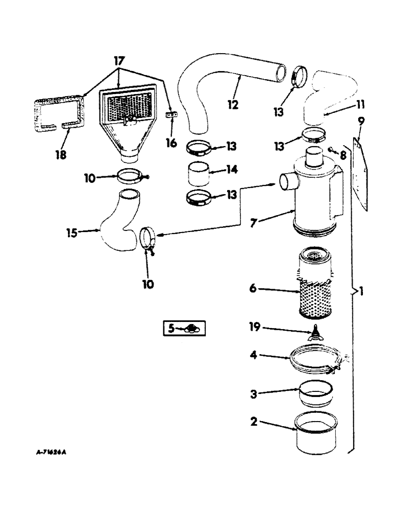 Схема запчастей Case IH 606 - (040) - FUEL SYSTEM, AIR CLEANER AND CONNECTIONS, CARBURETED ENGINE TRACTORS (02) - FUEL SYSTEM