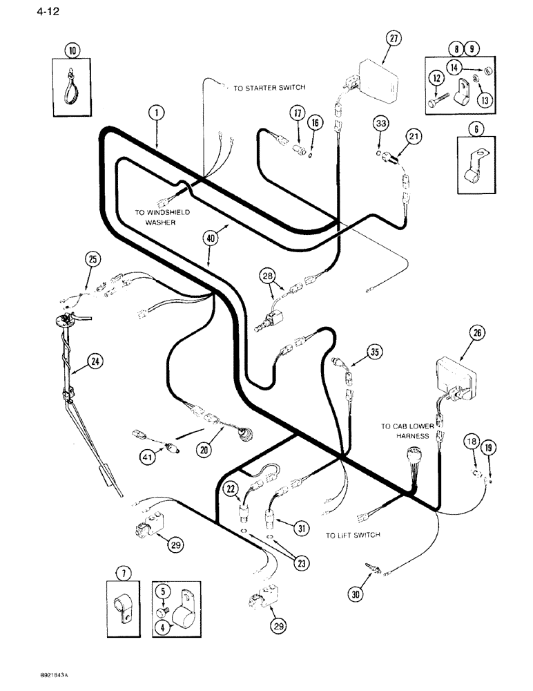 Схема запчастей Case IH 7110 - (4-12) - TRANSMISSION HARNESS, TRANSMISSION SERIAL NUMBER AJB0001514 THROUGH AJB0041224 (04) - ELECTRICAL SYSTEMS