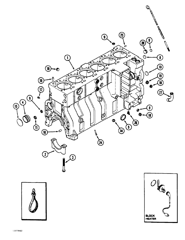 Схема запчастей Case IH 1660 - (2-45A) - CYLINDER BLOCK, 6T-830 ENGINE, TWELVE PISTON COOLING NOZZLES,ENGINE S.N. 44706125 AND AFTER (01) - ENGINE