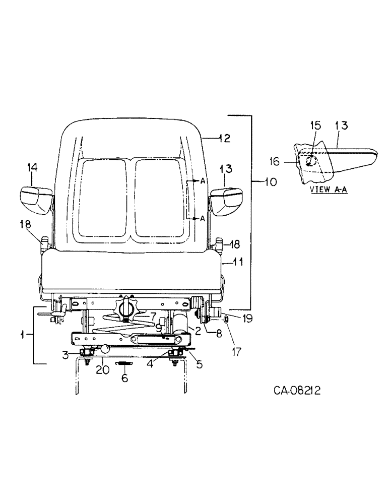 Схема запчастей Case IH 3288 - (13-11) - SUPERSTRUCTURE, DELUXE VERTICAL ACTING SEAT (05) - SUPERSTRUCTURE