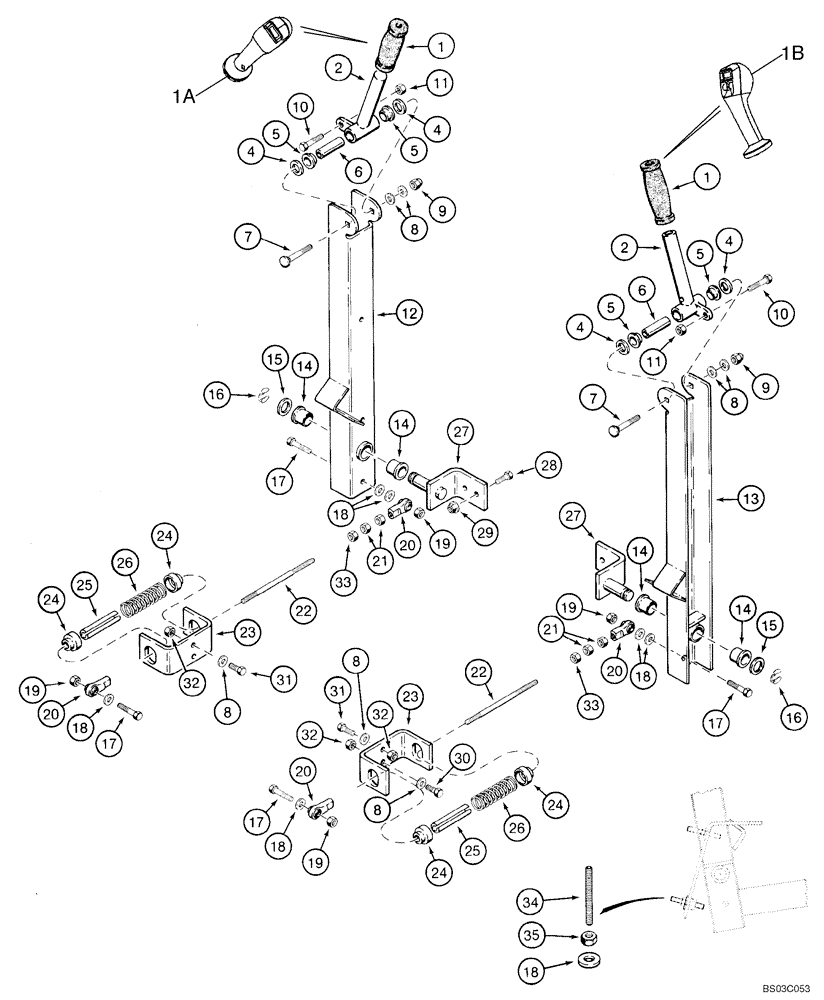 Схема запчастей Case IH 1840 - (06-01) - PUMP CONTROLS, FORWARD AND REVERSE - LINKAGE (EUROPE, JAF0098065 - , NORTH AMERICA) (06) - POWER TRAIN