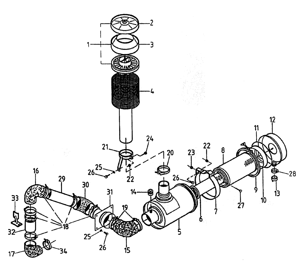 Схема запчастей Case IH 7700 - (C03-10A) - AIR CLEANER (108), SERIAL #7908 AND ONWARDS Engine & Engine Attachments