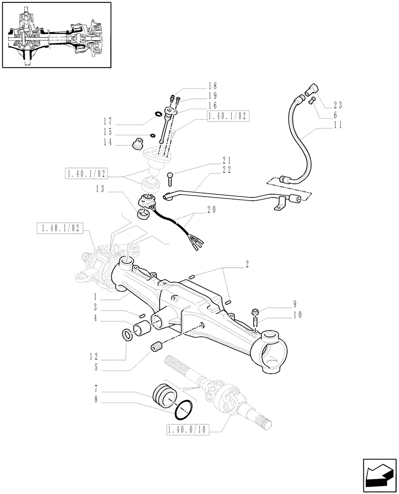 Схема запчастей Case IH MXU100 - (1.40.1/01[02]) - (VAR.358) 4WD FRONT AXLE WITH TERRALOCK - BOX (04) - FRONT AXLE & STEERING