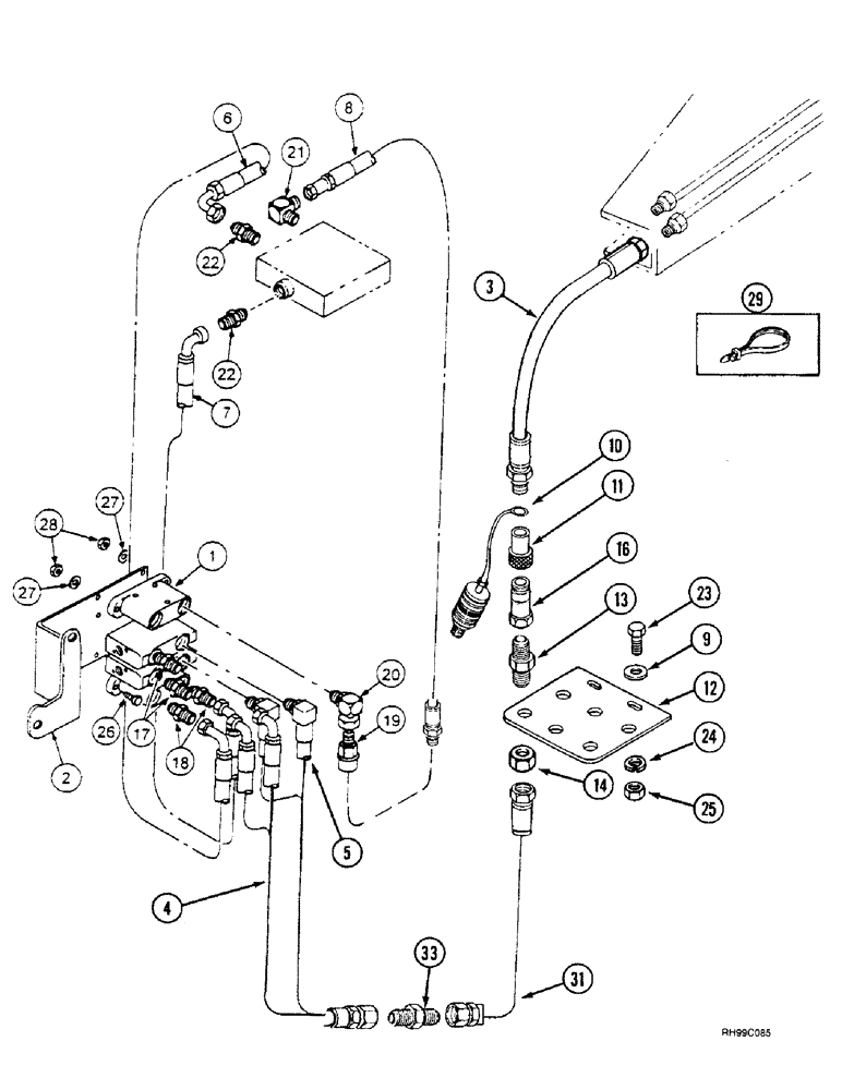 Схема запчастей Case IH L650 - (8-12) - HYDRAULICS - EXTERNAL VALVE (2 FUNCTION W/OUT SELF LEVELING) (08) - HYDRAULICS