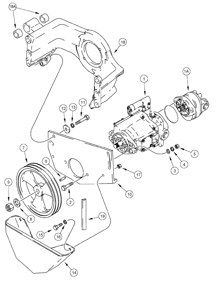 Схема запчастей Case IH 420 TIER 3 - (08-08) - HYDRAULIC AND HYDROSTATIC PUMP MOUNTING (07) - HYDRAULICS