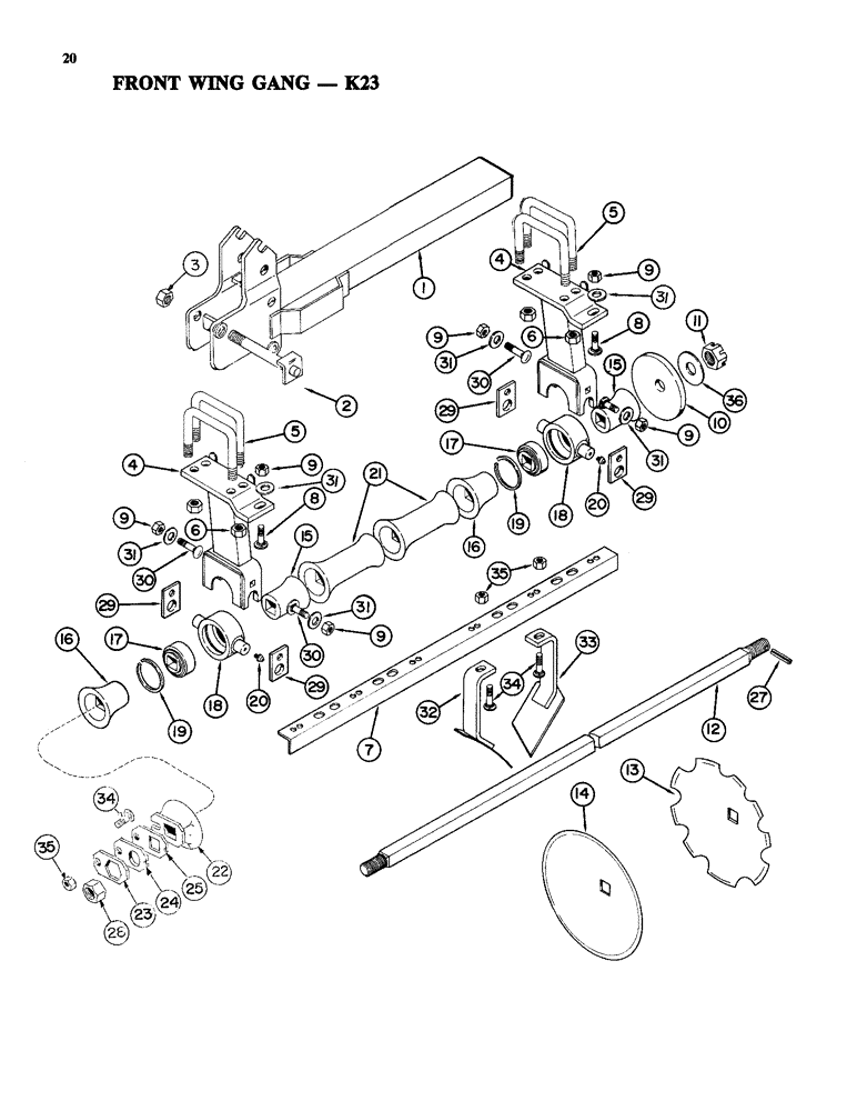 Схема запчастей Case IH K23A - (20) - FRONT WING GANG 