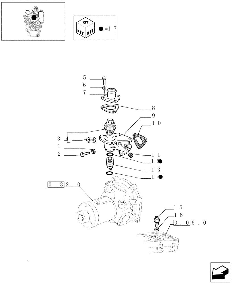 Схема запчастей Case IH 8045.05.406 - (0.32.6) - ENGINE, THERMOSTAT AND RELATED PARTS (98403644) 