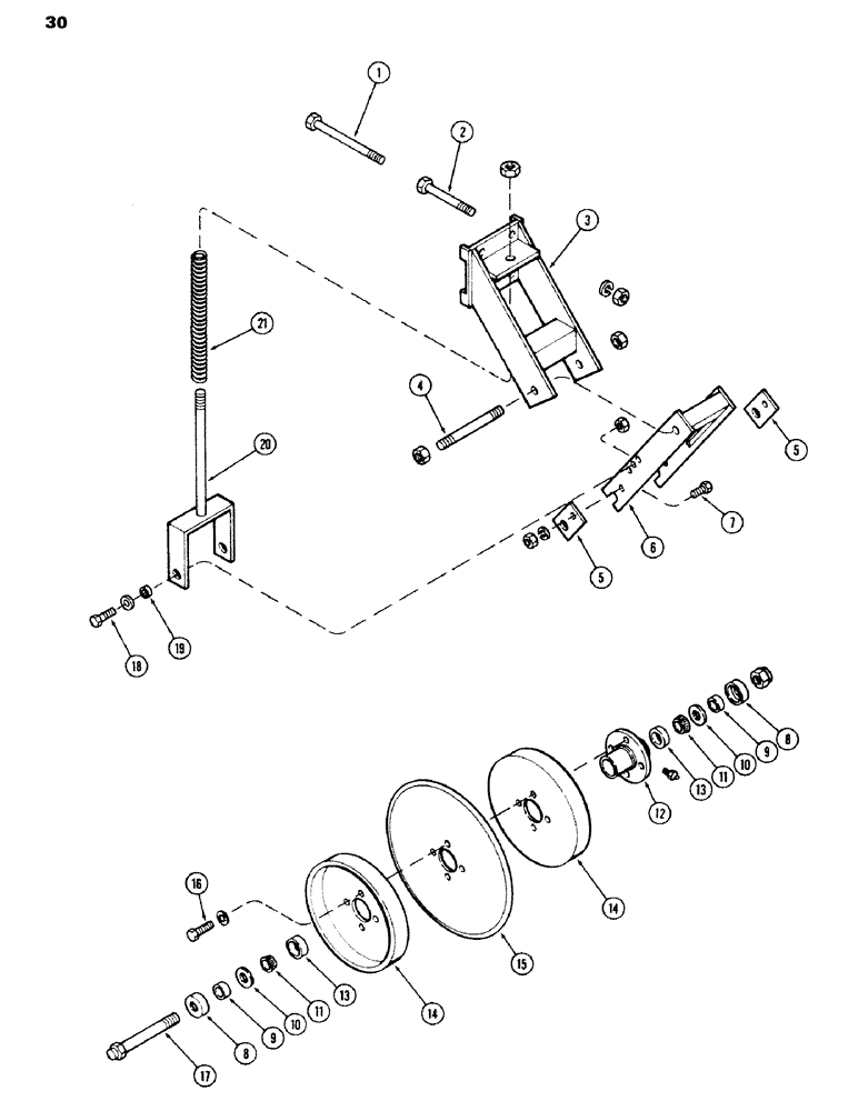 Схема запчастей Case IH 100-SERIES - (30) - STABILIZER DISK WITH DEPTH BANDS, SN1605900 AND UP 