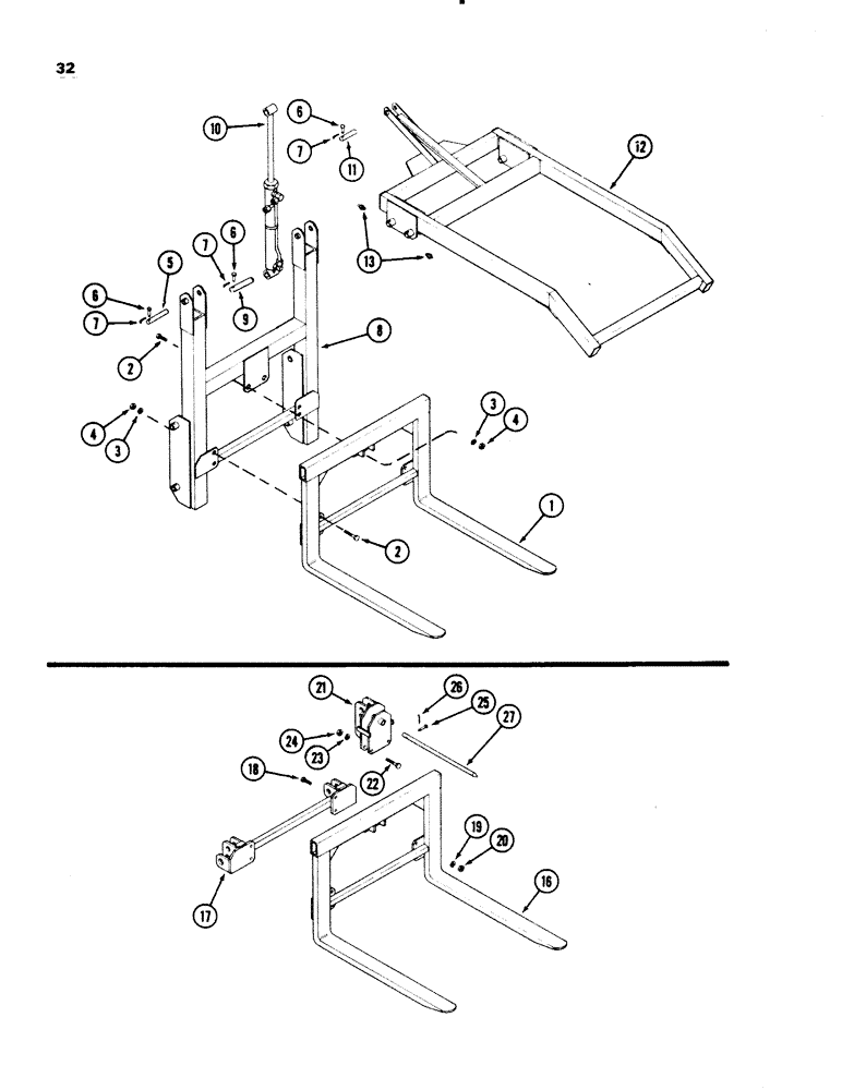 Схема запчастей Case IH 66L - (32) - HAY BALE HANDLER (82) - FRONT LOADER & BUCKET