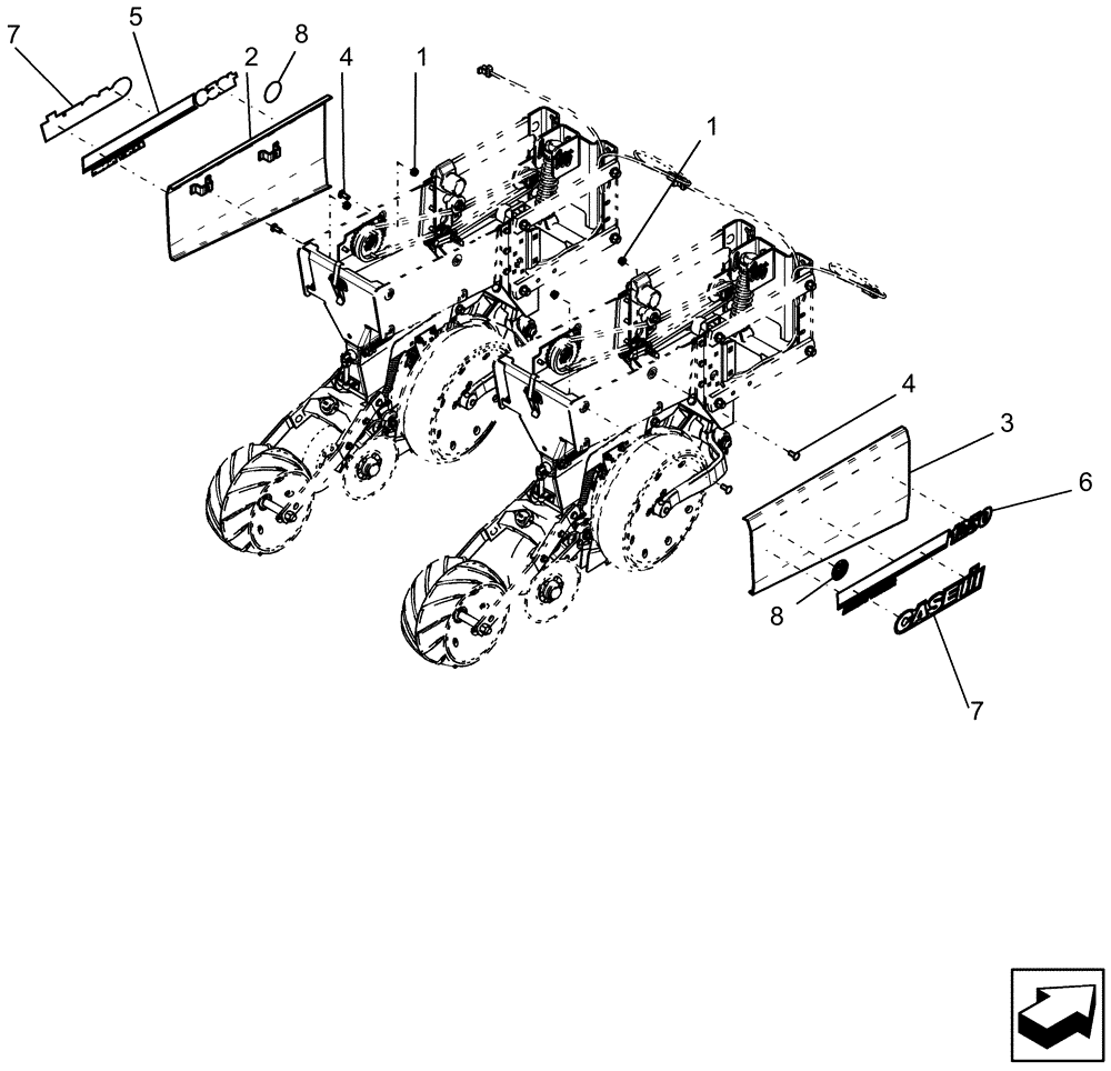 Схема запчастей Case IH 1250 - (75.200.03) - ROW UNIT - OUTSIDE ROW UNIT ENDSHIELDS WITHOUT GRANCHEM (75) - SOIL PREPARATION