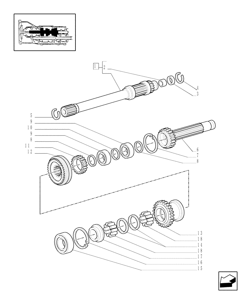 Схема запчастей Case IH JX95 - (1.28.1[01]) - GEARBOX GEARING - DRIVE SHAFT AND GEARS (03) - TRANSMISSION