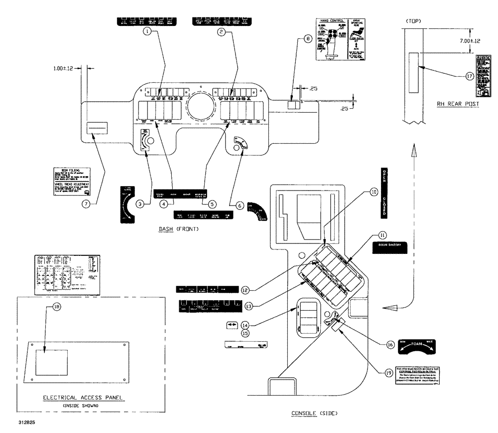 Схема запчастей Case IH SPX4260 - (266) - INTERIOR DECALS (90) - PLATFORM, CAB, BODYWORK AND DECALS