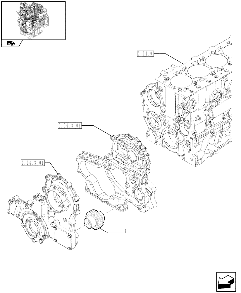 Схема запчастей Case IH FARMALL 60 - (0.35.0) - POWER TAKE OFF (01) - ENGINE