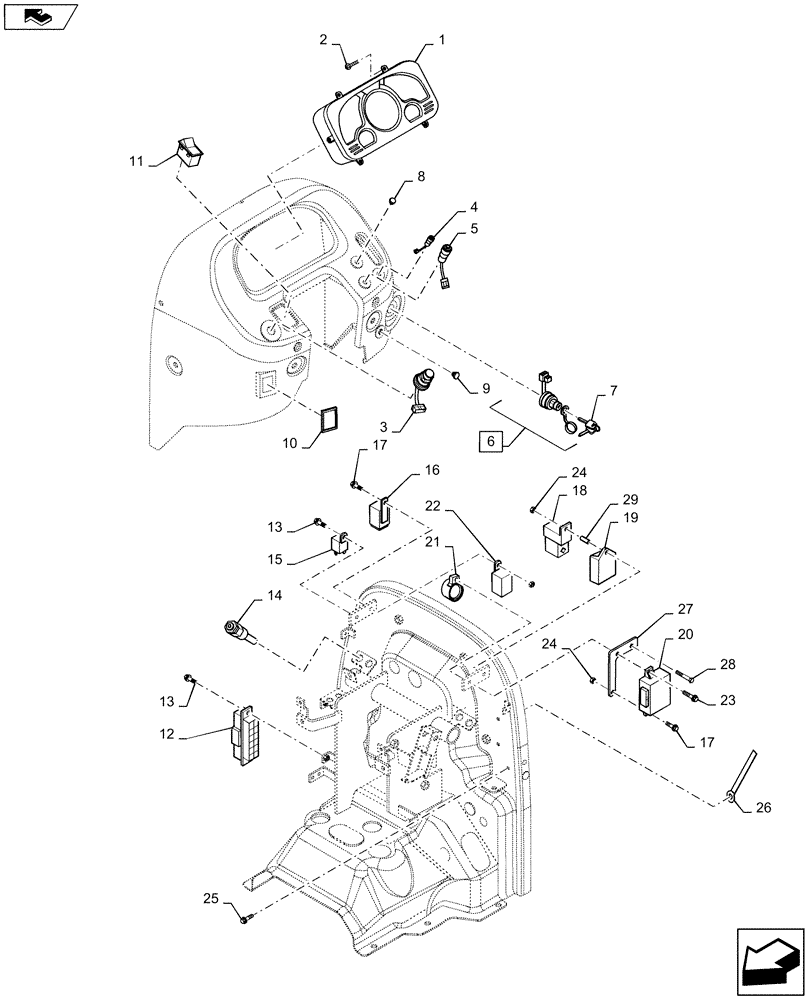 Схема запчастей Case IH FARMALL 35B - (55.418.02) - INSTRUMENT PANEL, SWITCHES & RELAYS - HST (55) - ELECTRICAL SYSTEMS